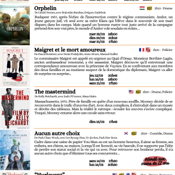 Programme du 11 mars