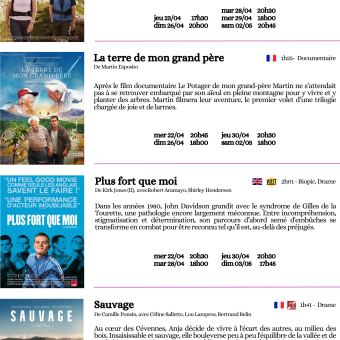 Programme du 22 avril 2026