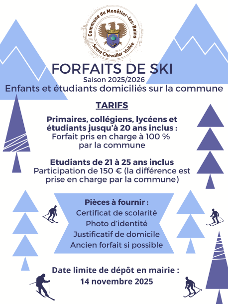 Forfaits scolaires 2025/2026