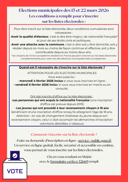 Inscriptions listes électorales