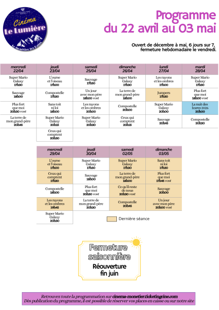 Programme du 22 avril 2026